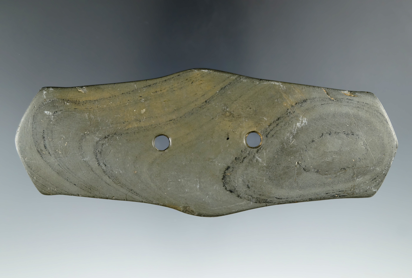 4 7/8" Hopewell Expanded Center Gorget - Berrien Co., Michigan. Pictured. Ex. Townsend, Stevens.