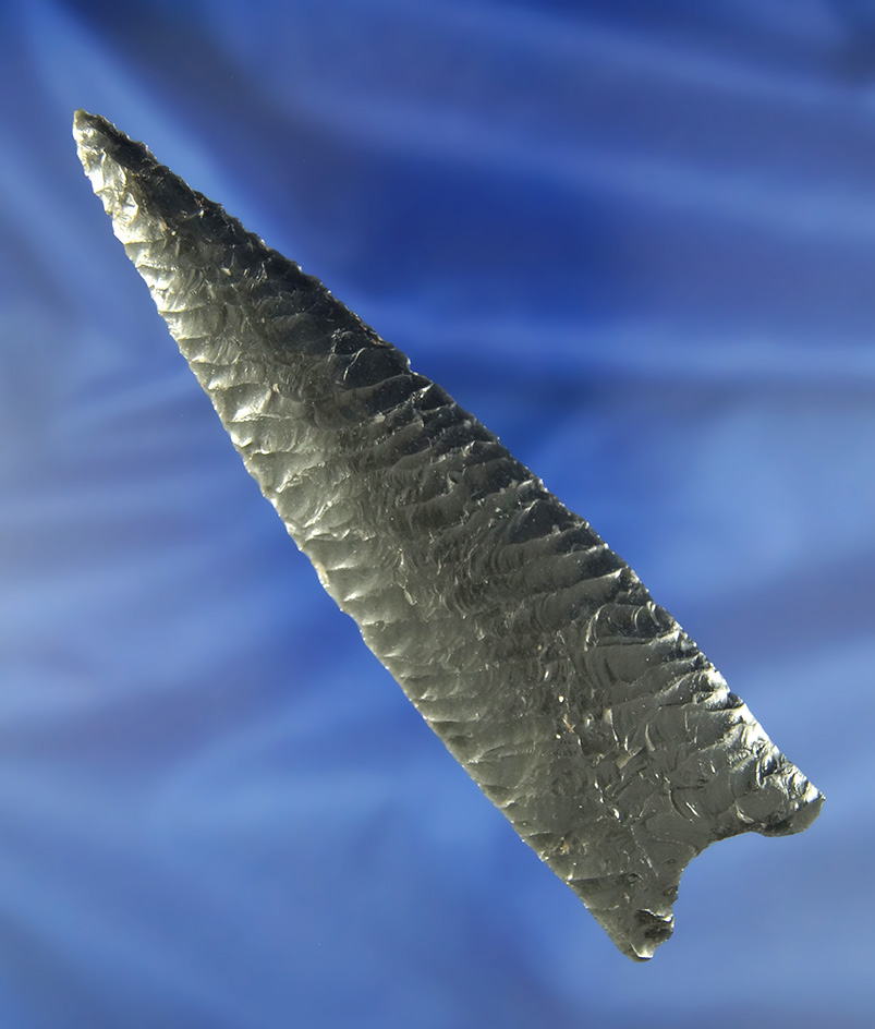 Very Nice! 5 1/16" Obsidian Humboldt Concave Base - tip is re-glued tight - Stermer  COA