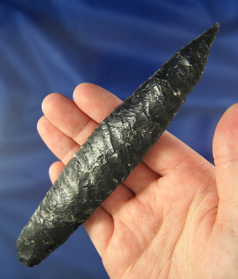 Large and nice 6 1/16" Obsidian Lanceolate with beautiful flaking - Owens Valley California.