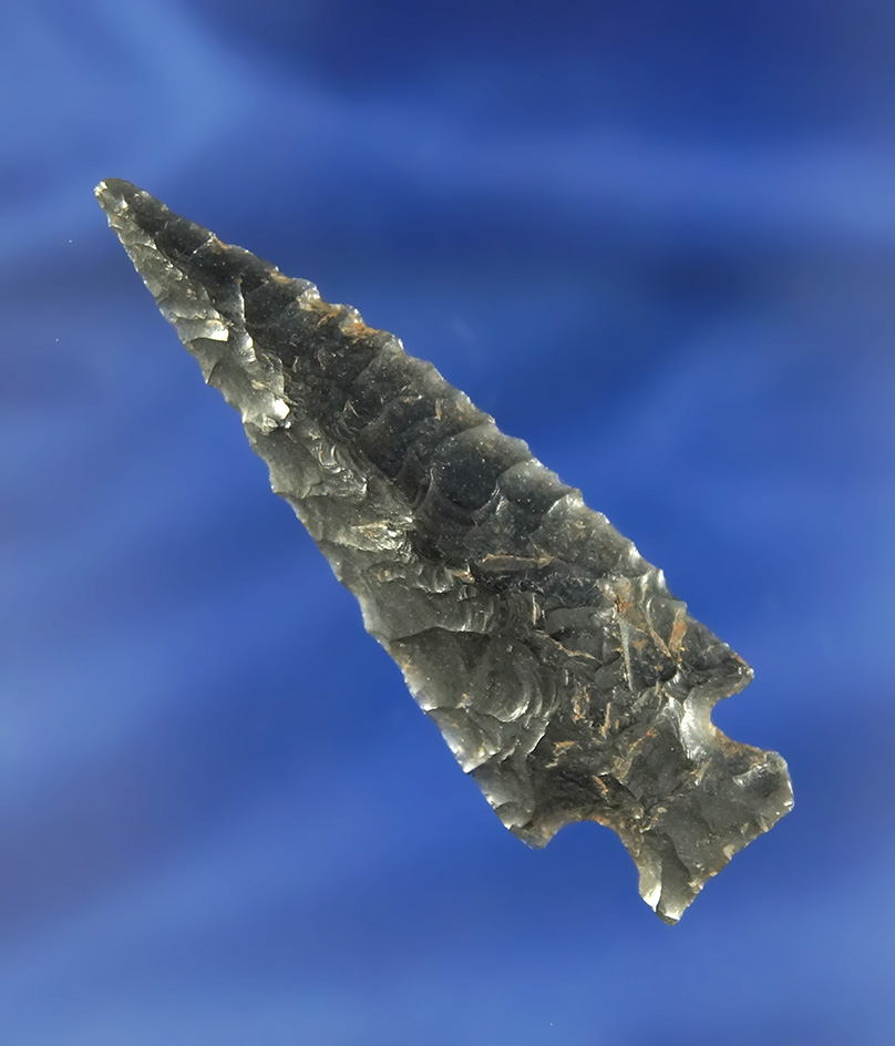 Large and nice, heavily patinated 2 7/16" Rose Springs  made from Obsidian- Gunther Island CA