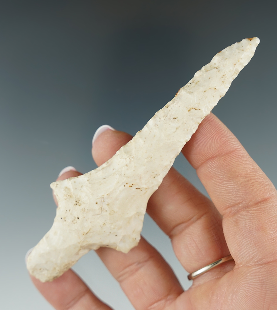 4 3/16" Burlington chert Dixon Drill found in Butler Co., Missouri.