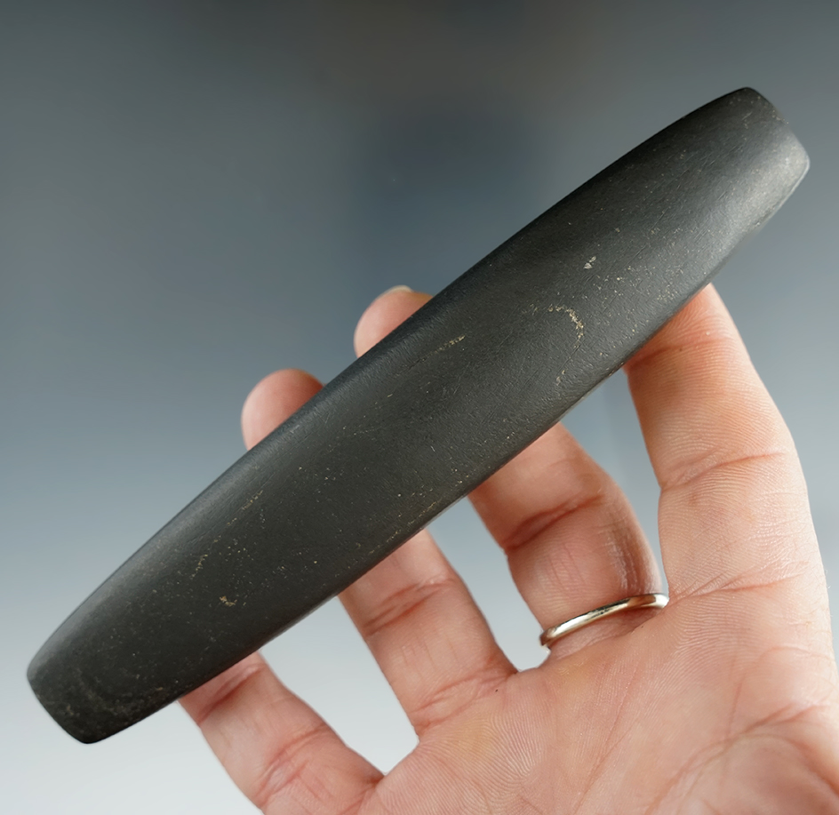 5 1/4" classic Slate Elliptical Atl Atl weight. Found in Adams Co., Ohio. Ex. Davis, Ex. Dreager.