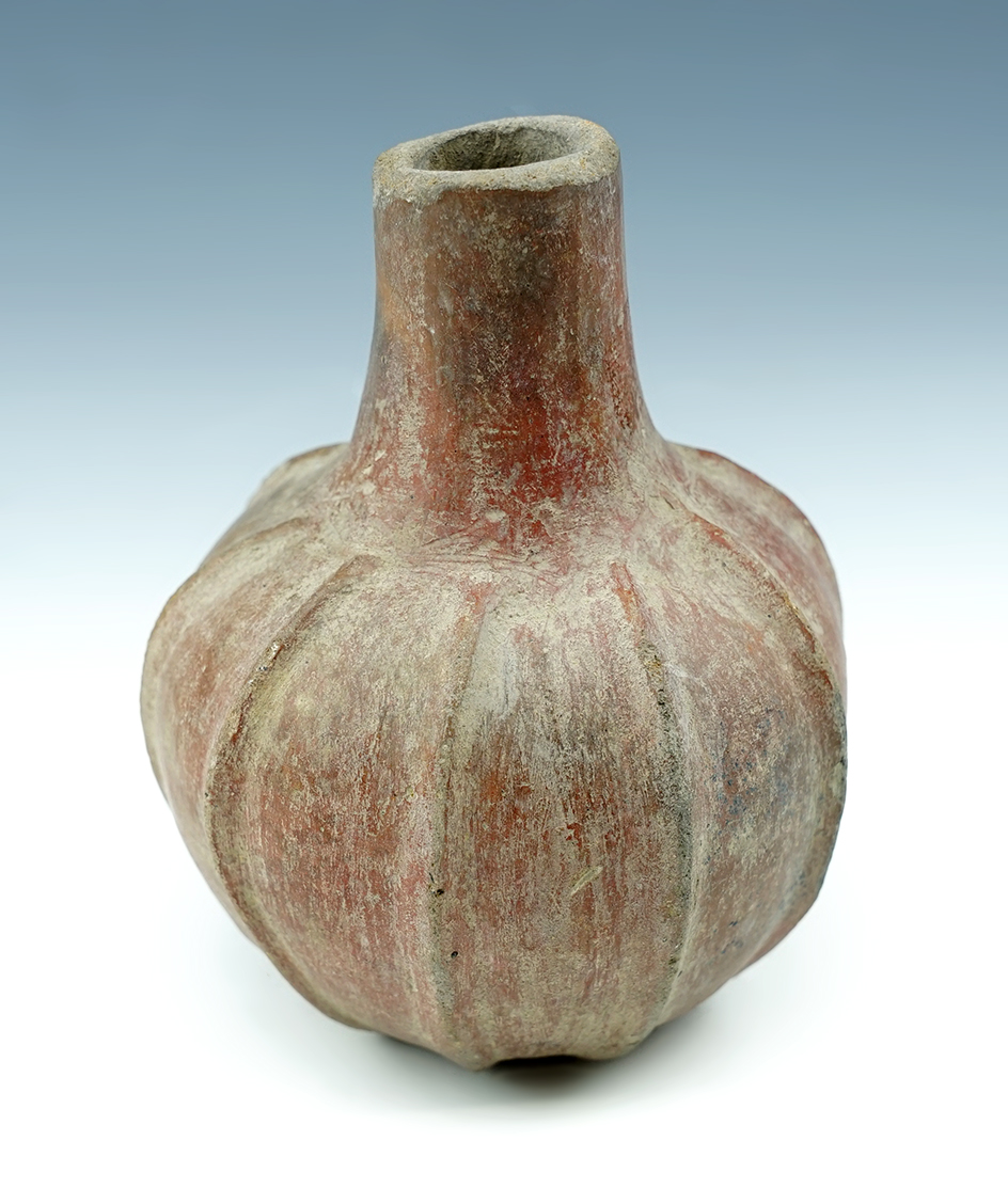 5" tall nicely styled Pre-Columbian pottery bottle found in Mexico.