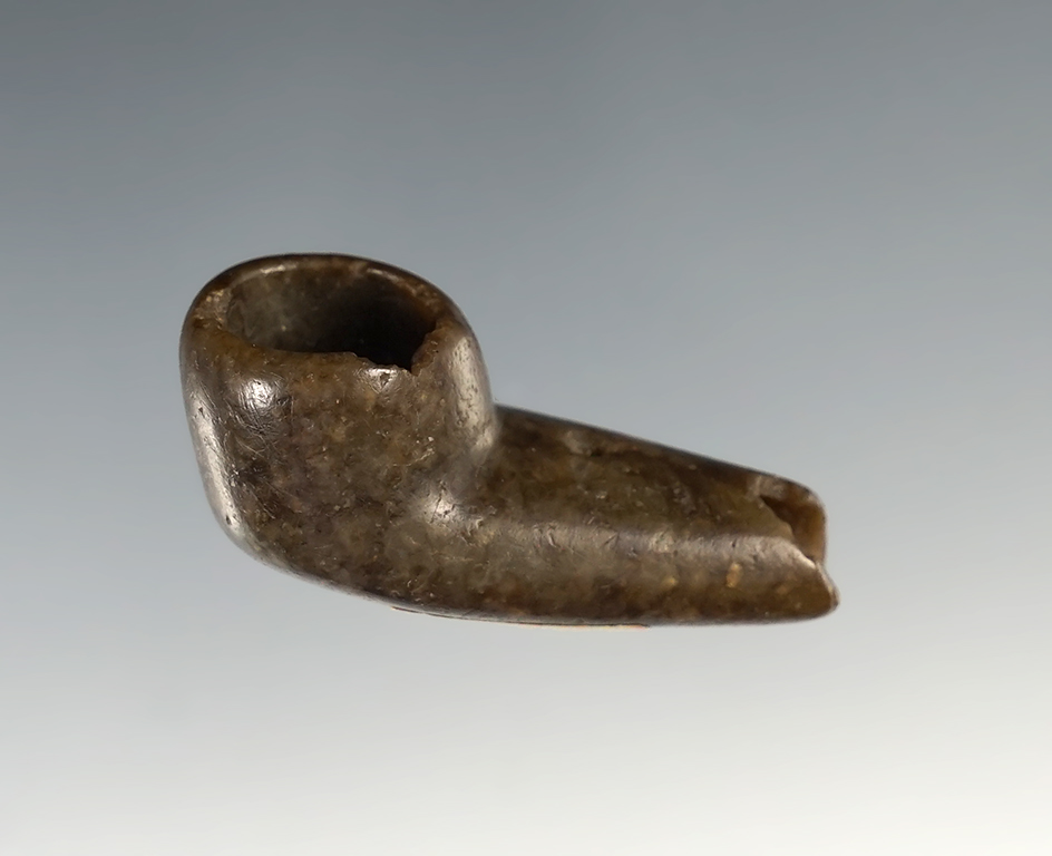 Sale Highlight! True Miniature 1 3/4" Elbow Pipe - beautiful olive colored Chlorite. Canada.