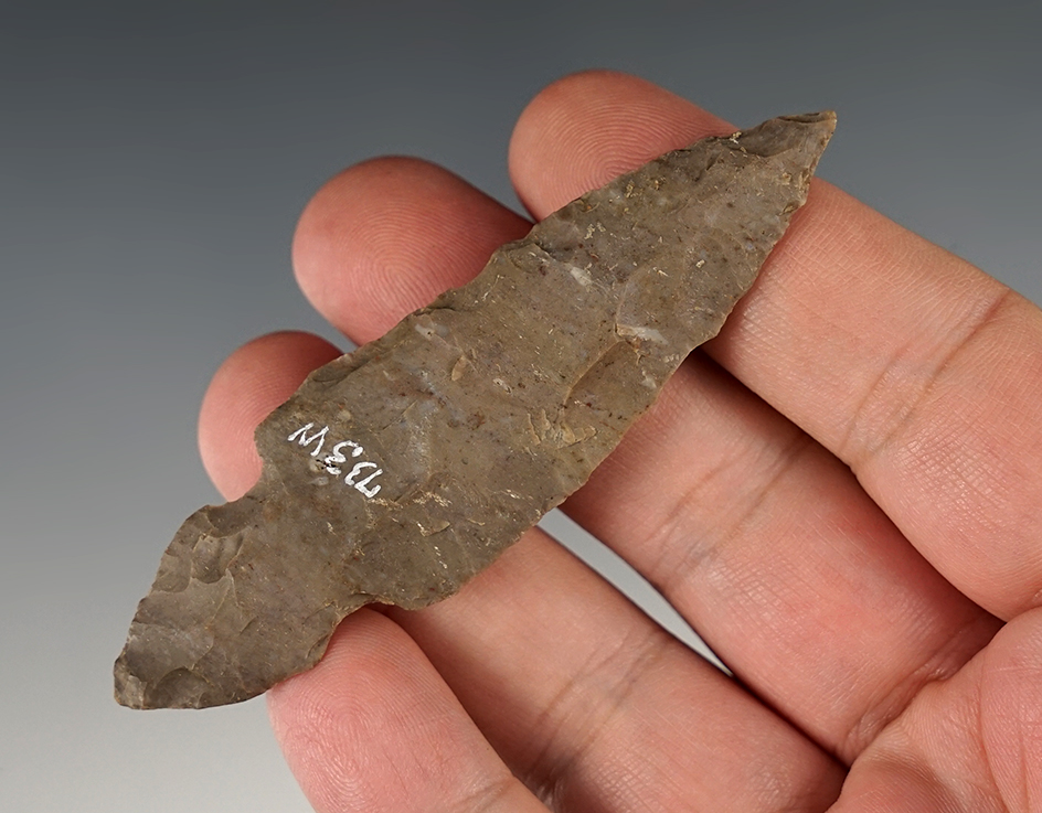 3 5/16" Turkey Tail made from Hornstone found in Harrison Co., Indiana.