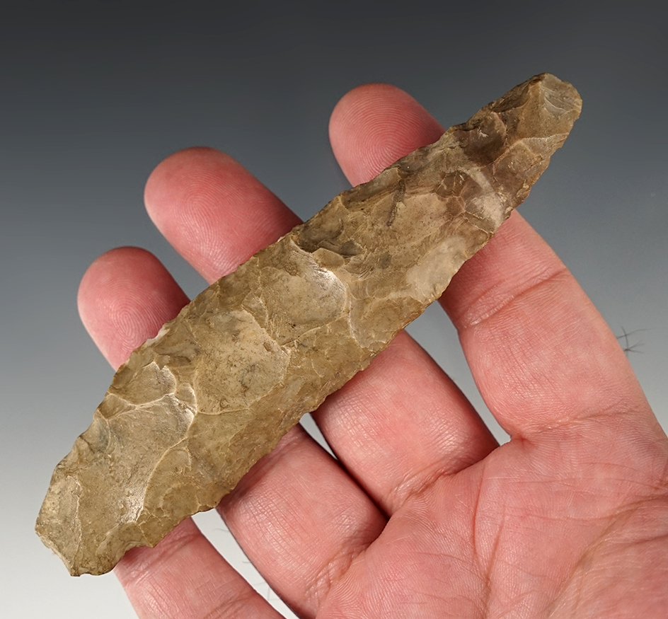 4 3/4" very heavily patinated stemmed knife found in Indiana.