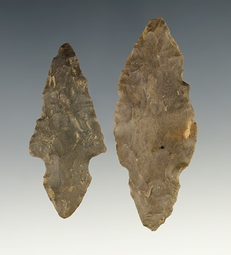 Set of 2 Turkey Tail points that were found in a Cache of 6. Found in Harrison Co., Indiana.