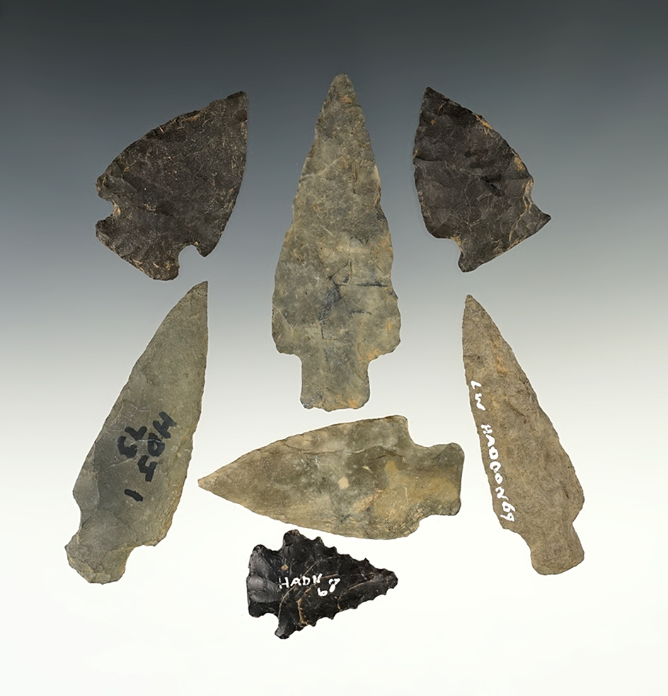 Set of well made points found on the Haddon Farm in Northumberland Co., Pennsylvania.