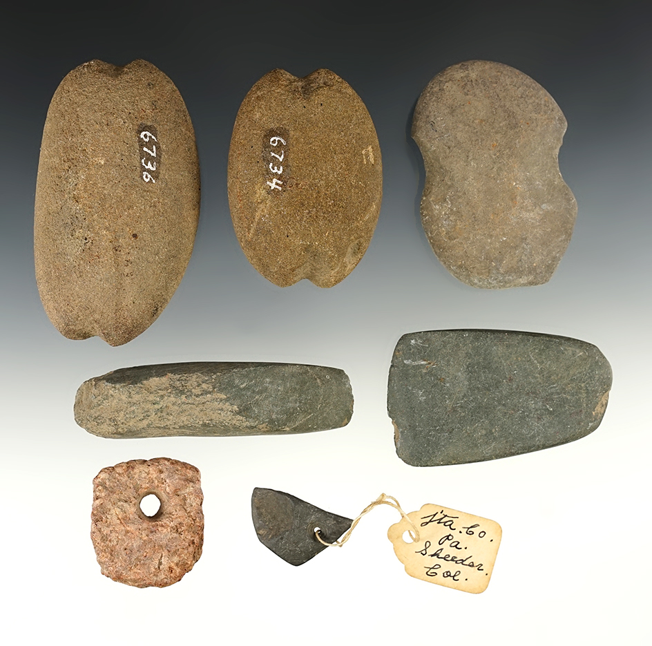 Set of 7 Assorted Stone artifacts found in Pennsylvania and Maryland.