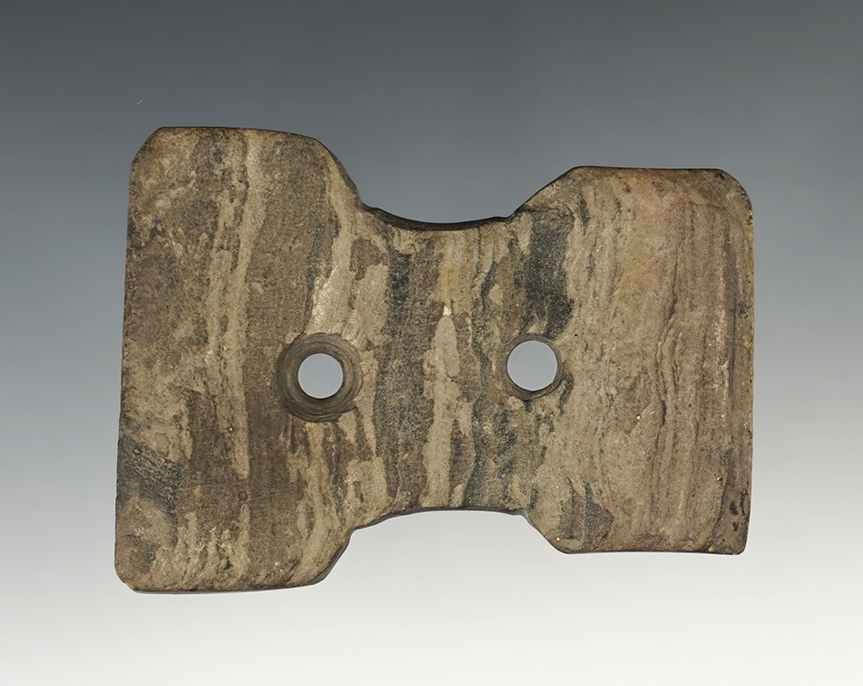 3 1/4" Reel Gorget found in Michigan. Ex. John Lutz Collection.