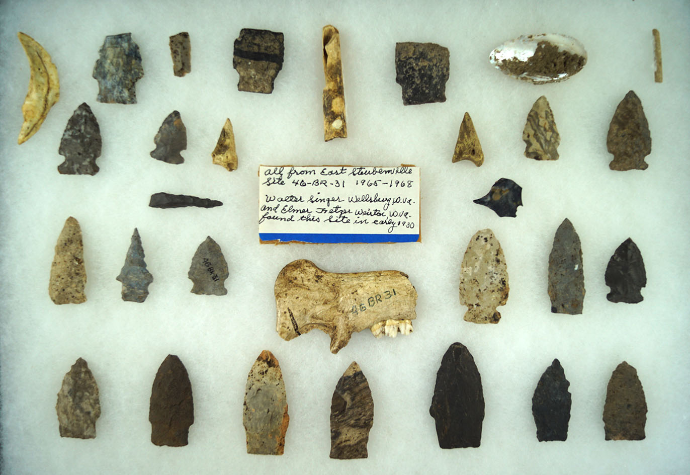 Large group of assorted artifacts and items found at the East Steubenville site.