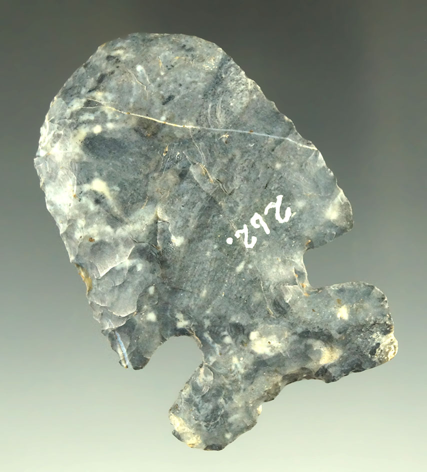 2 1/2" Archaic Thebes Blunt - blue Coshocton Flint found in Richland County Ohio. Ex. Driskill.