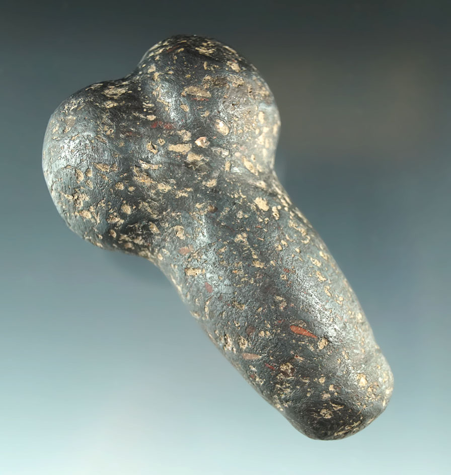 3 3/8" phallic fertility effigy made from Hematite. Found in Peru.
