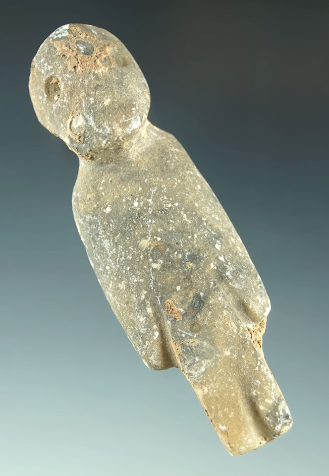 Mezcala stone effigy found in Guerrero Mexico that is 3 5/8" by 1 1/8". Circa 1600 BC- AD 300.