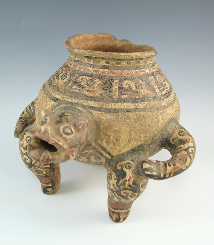 Pre-Columbian Jaguar effigy tripod bowl - Costa Rica. from the late Neil Johnston collection.