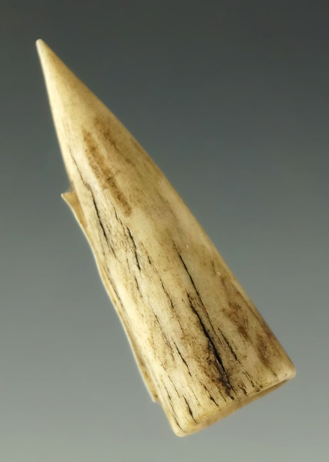 Exceptionally well made! 1 7/16" Conical Antler Tip projectile point -  Ex. Museum!