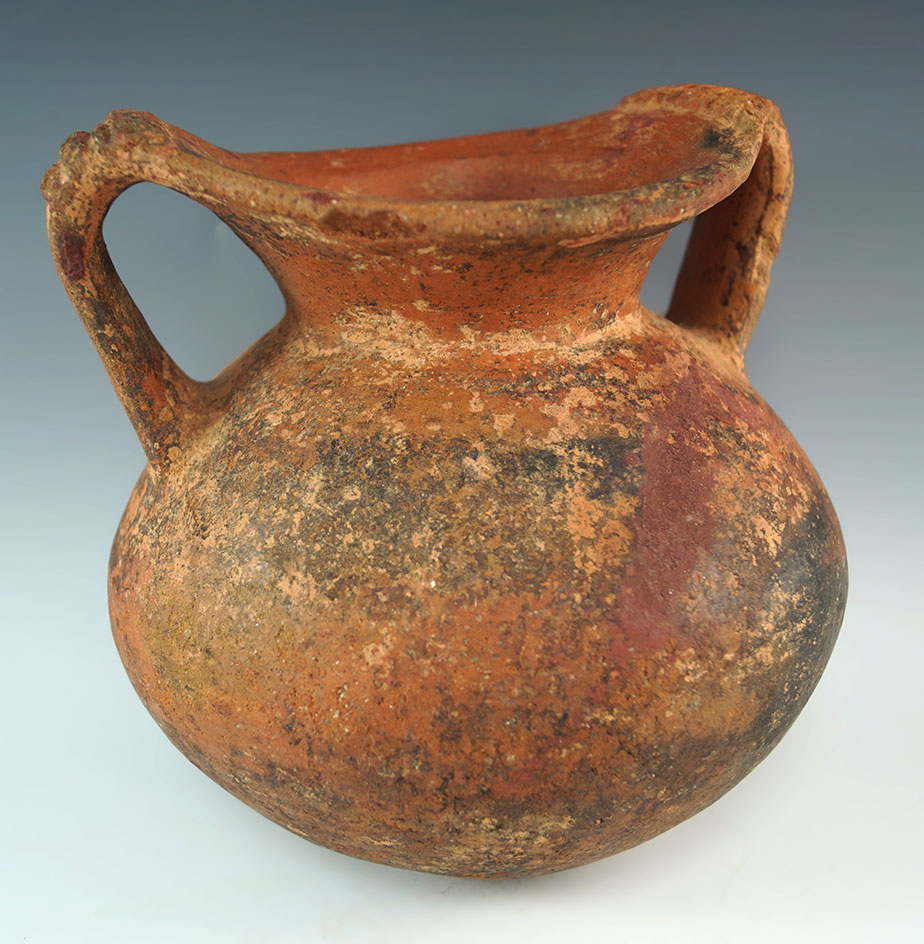 Strap-handle Olla type jar - 7 1/2" x 7" wide. This is an early pre-Tonosi ceramic type from Panama.