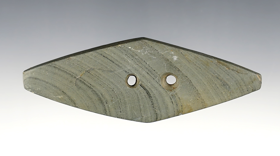 4 5/16" nicely styled Ohio Gorget made from beautiful Banded Slate.