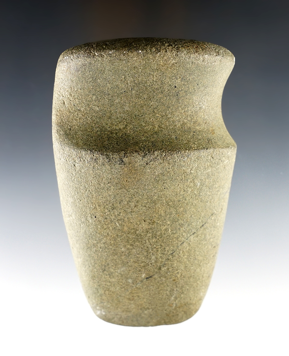 Fine 4 3/8" Full Grooved Axe found in Logan Co., Ohio. Made from heavily patinated Hardstone. 