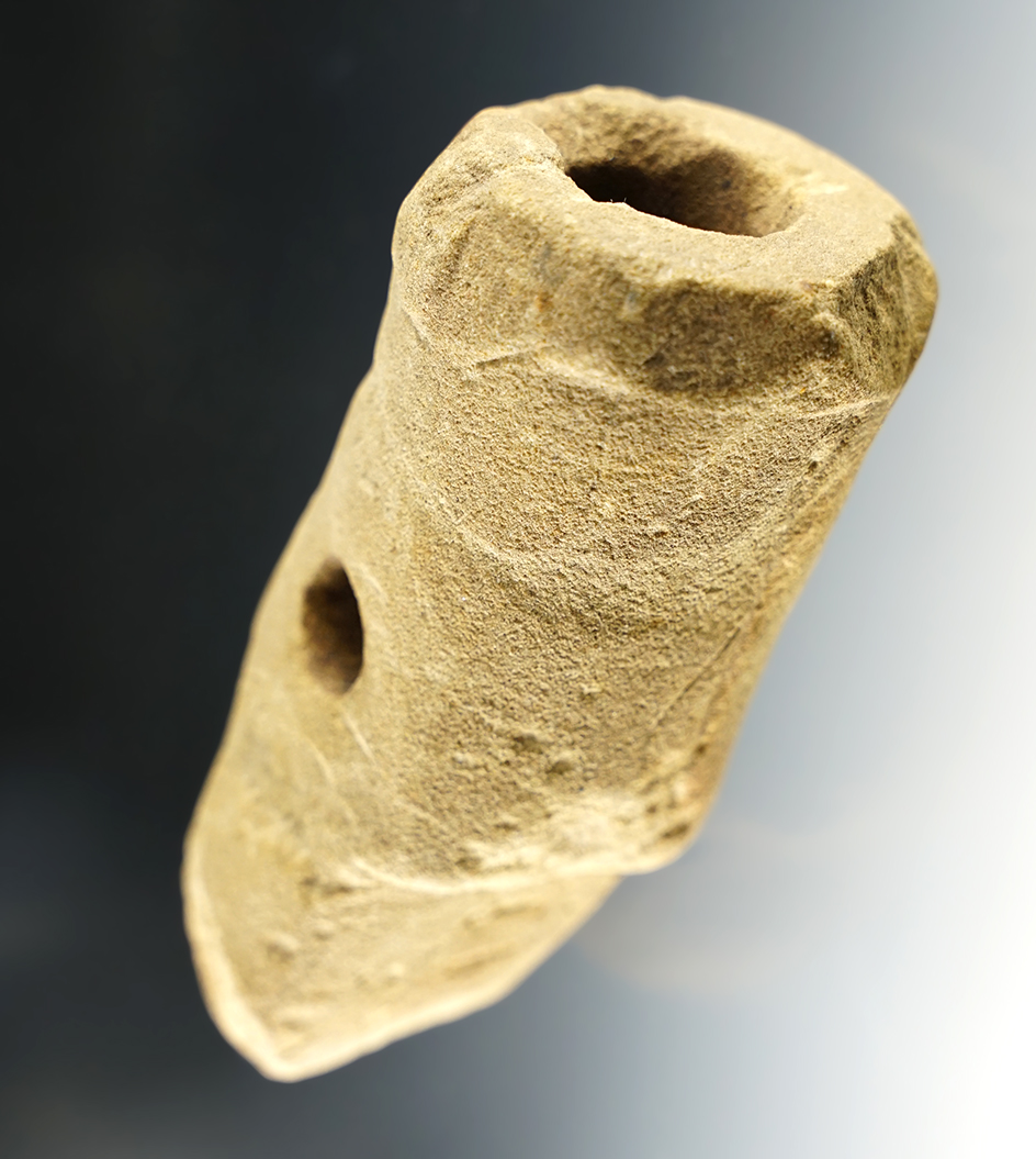 4 1 1/6" tall stylized Sandstone Vasiform Pipe found in Meigs Co., Ohio. 