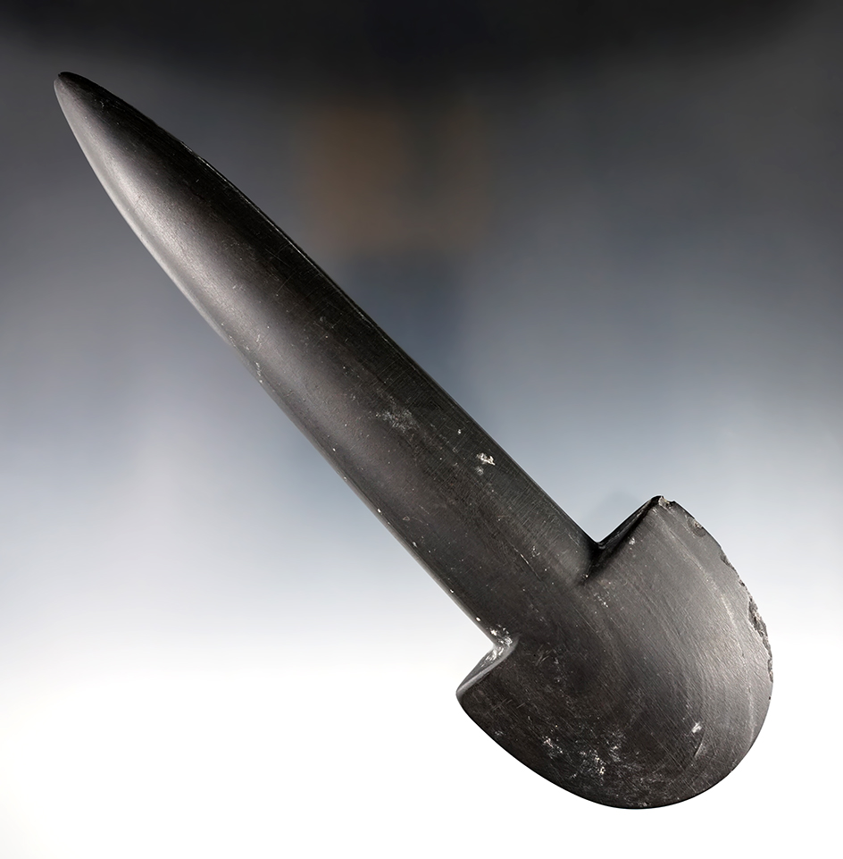 8 1/4" Spud made from black Slate. Found in Tennessee. Comes with a Davis G-9 COA. 