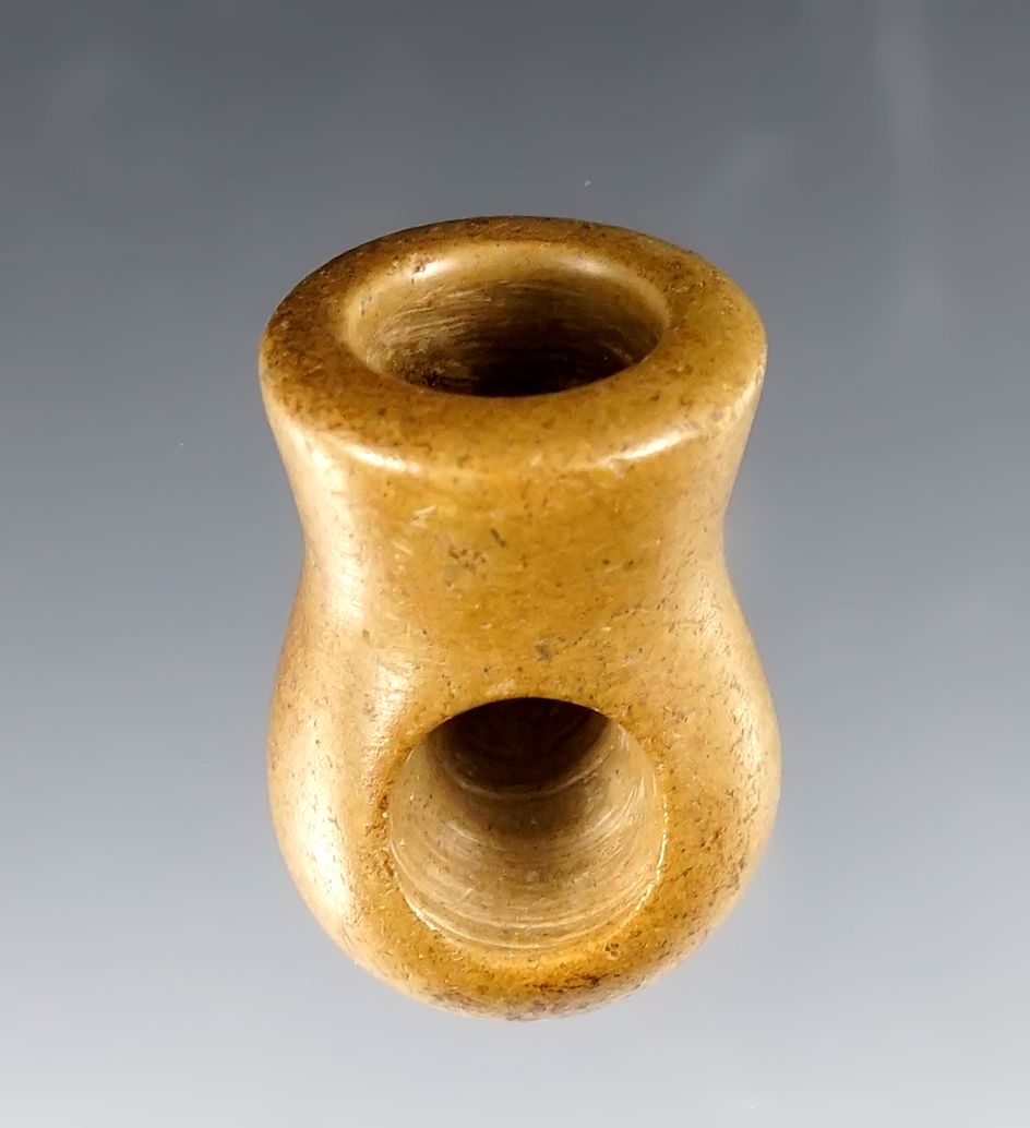 1 3/8" Ft. Ancient Vasiform Pipe made from pipestone. Found in Lawrence Co., Ohio. Ex. D. Kuhn.