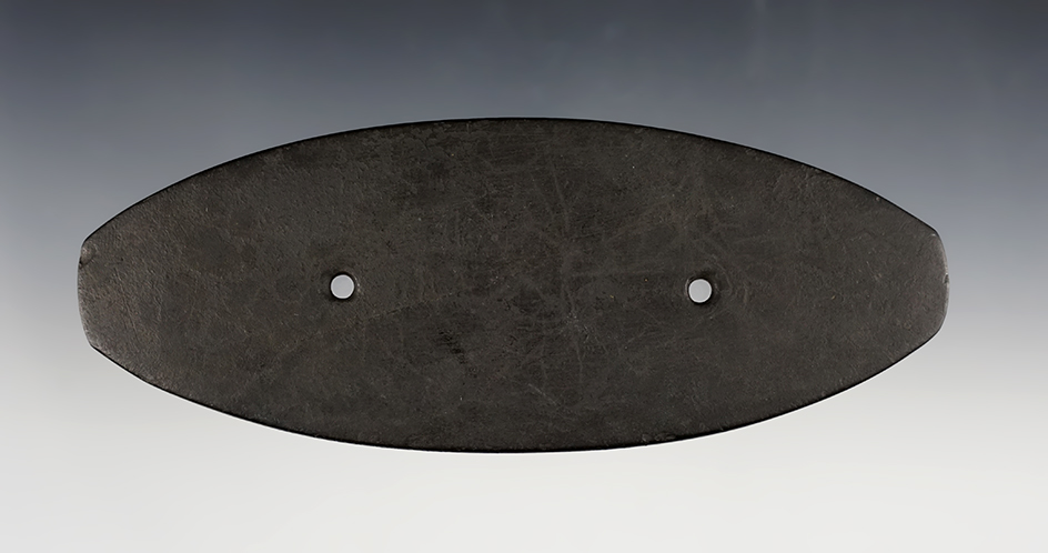 Large 7" Elliptical Gorget with a unique groove. Found in Ontario, Canada. Ex. Stewart collection.