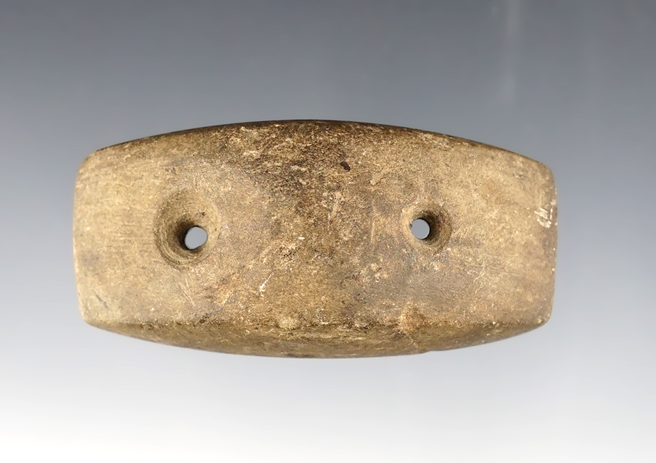 Well patinated 2 3/4" Boatstone found in Mason Co., Kentucky. Ex. H. Yoder collection.