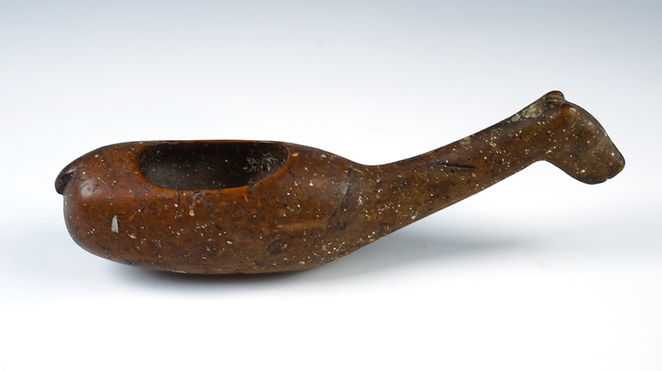 Unique style 5 15/16" long Long Neck Alpaca Canopa hand carved from wood. Recovered in Peru. 