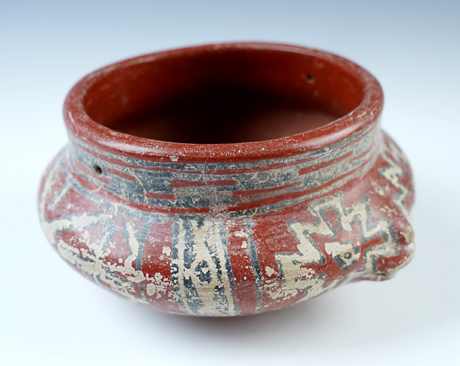 6 1/4" wide x 2 1/2" tall Pre-Columbian Chupicuaro Head Pot Effigy Bowl. Ex. Ekiensterna. 