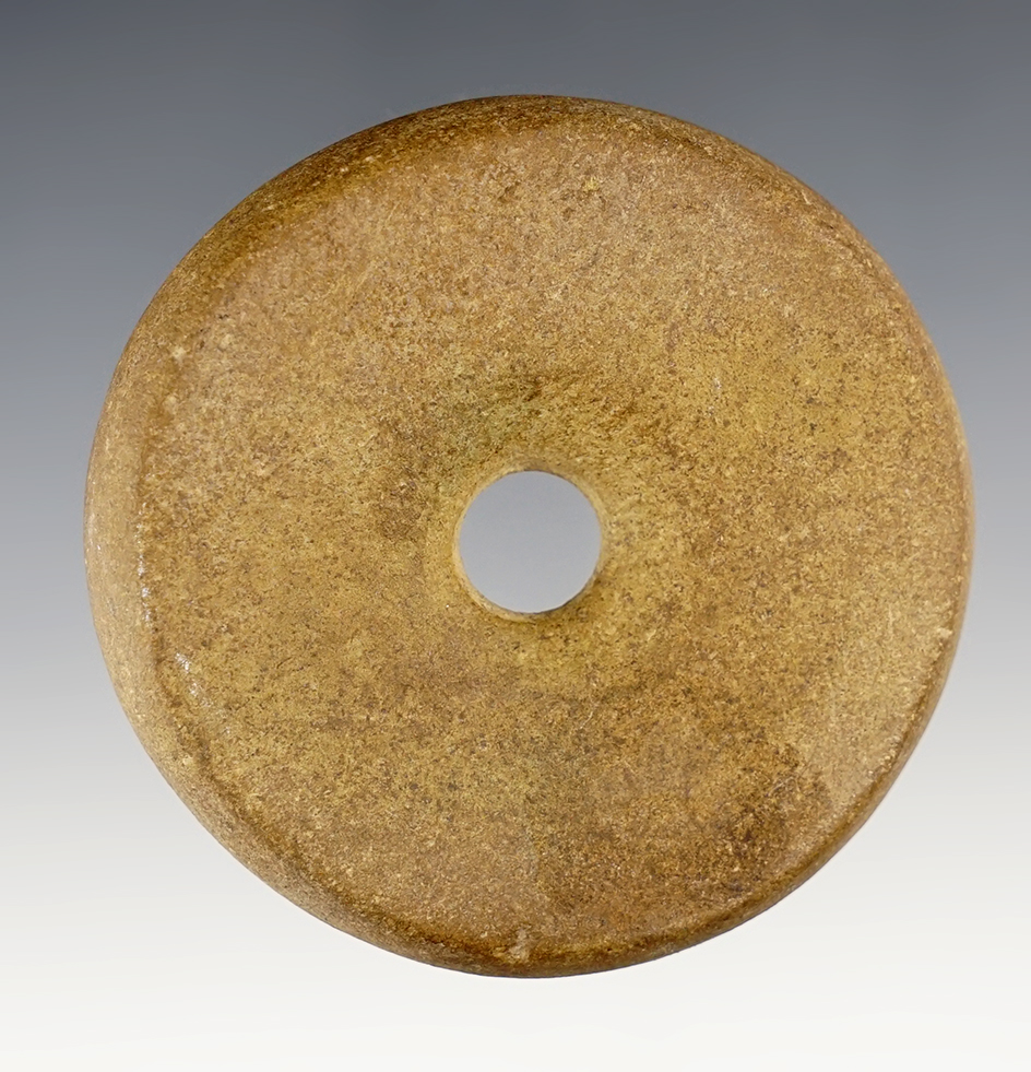 2 1/2" Perforated Fort Ancient Sandstone Disk found in southern Ohio.