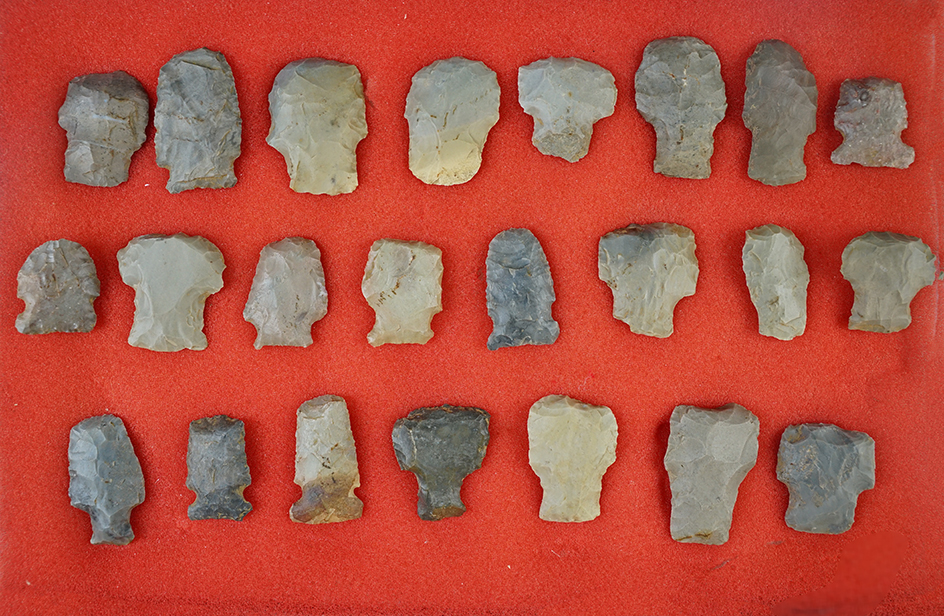 Set of 23 Hafted Scrapers found in Kentucky. The largest is 1 3/4".