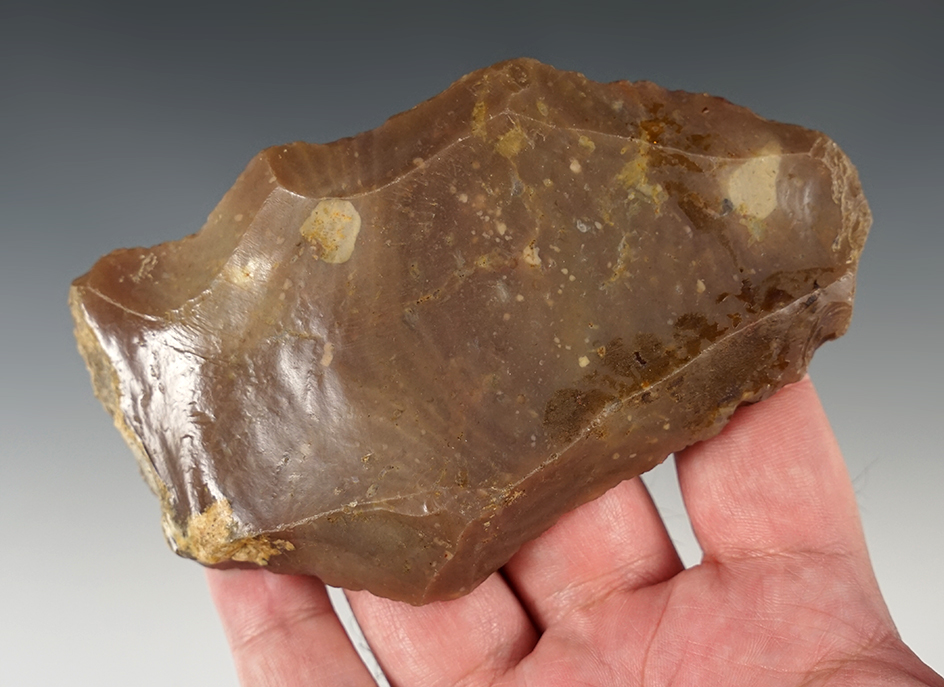 Highly polished Paleo Uniface Knife. Part of a cache that was found in the 1980's in Montana.