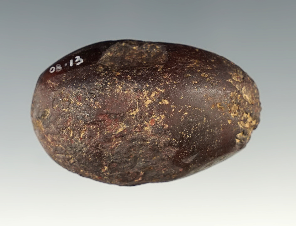 2" Nicely patinated Hematite Plummet Preform found near Portsmouth, Scioto Co., Ohio.