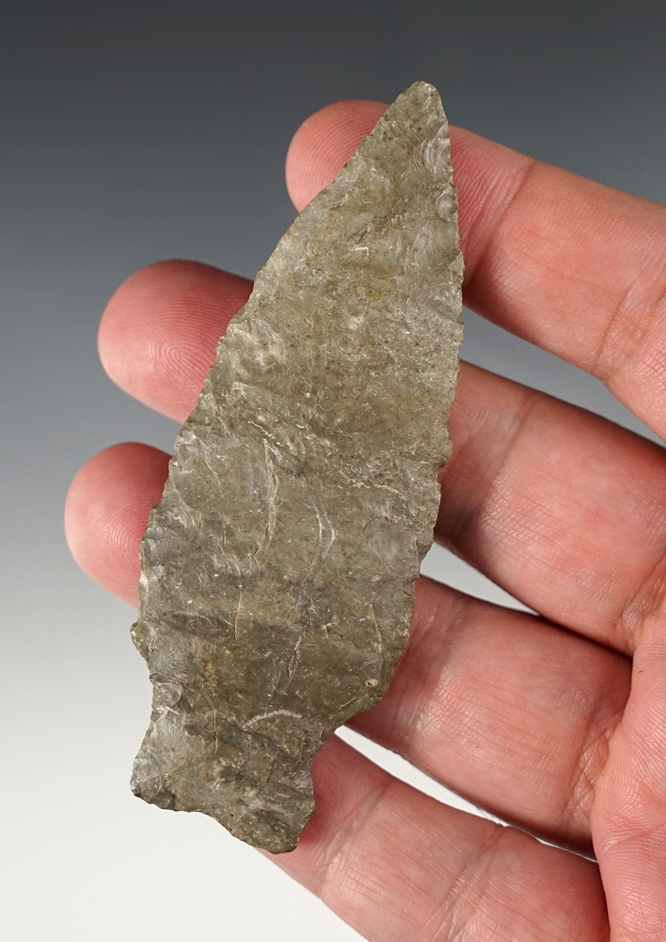 3 9/16" Stemmed Point made from glossy Kay County Chert (Florence) and found in Kansas.