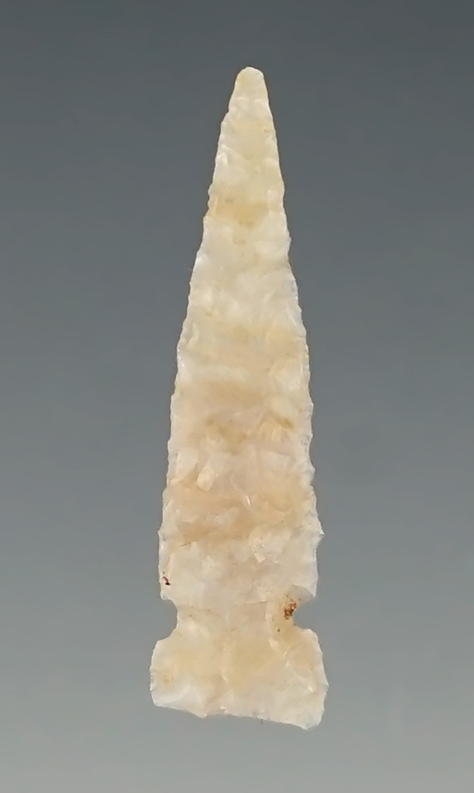 1 1/16" Well flaked Sidenotch Arrowpoint made from semi-translucent Chalcedony. New Mexico.