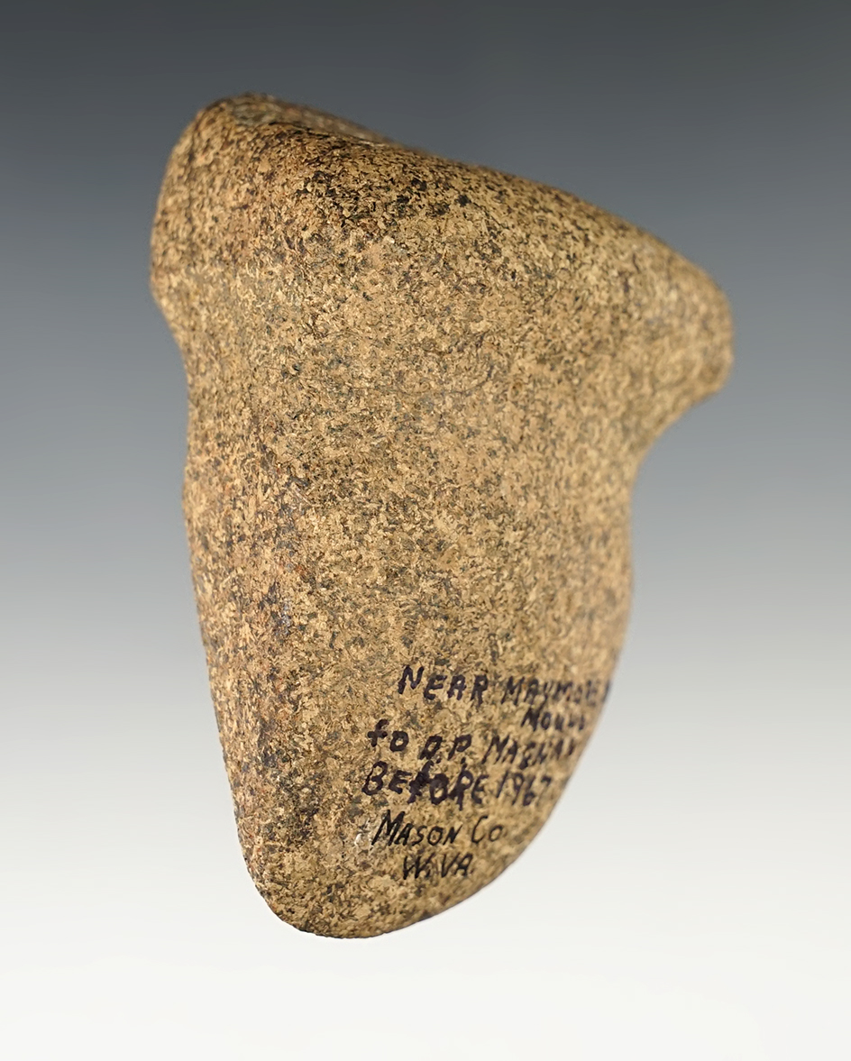 3 1/8" Uniquely Styled 3/4 Grooved Axe found near Maymore Mound, Mason Co., West Virginia.