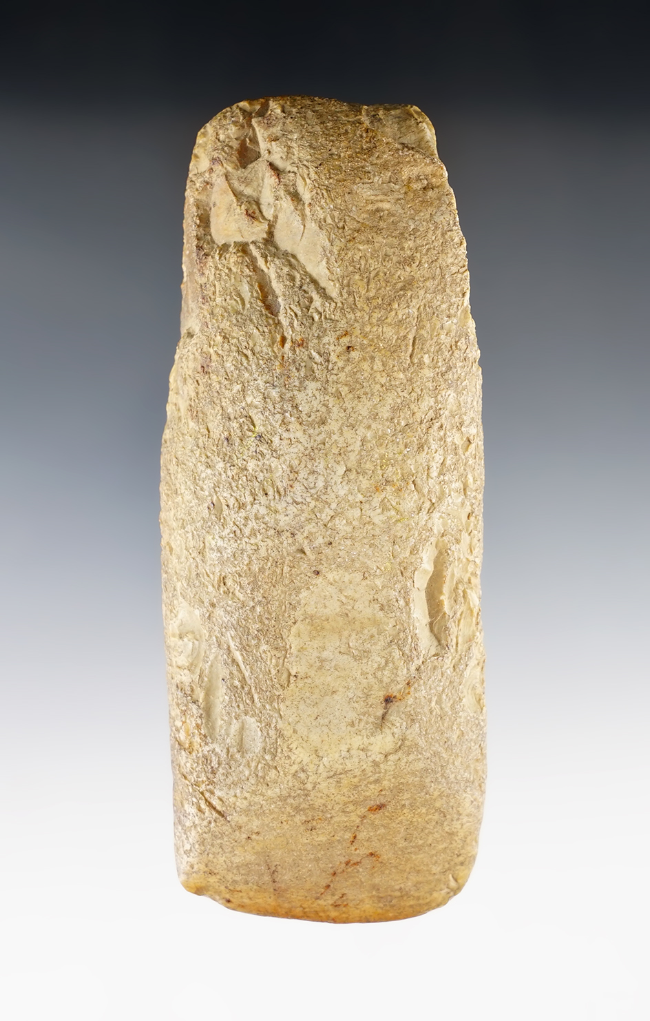 Uniquely styled 4 5/8" Celt with a nicely polished bit area, found in Licking Co., Ohio.