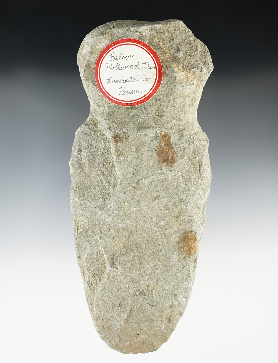 7 3/8" Grooved flaked Axe found in Lancaster Co., Pennsylvania.