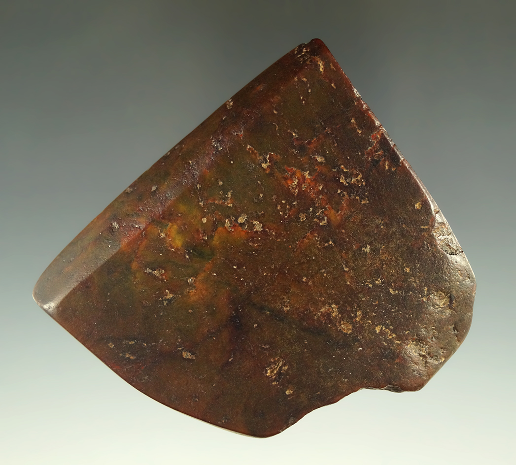 Very nice bit on this 2 7/8" long brown jadeite Celt found in Oregon.