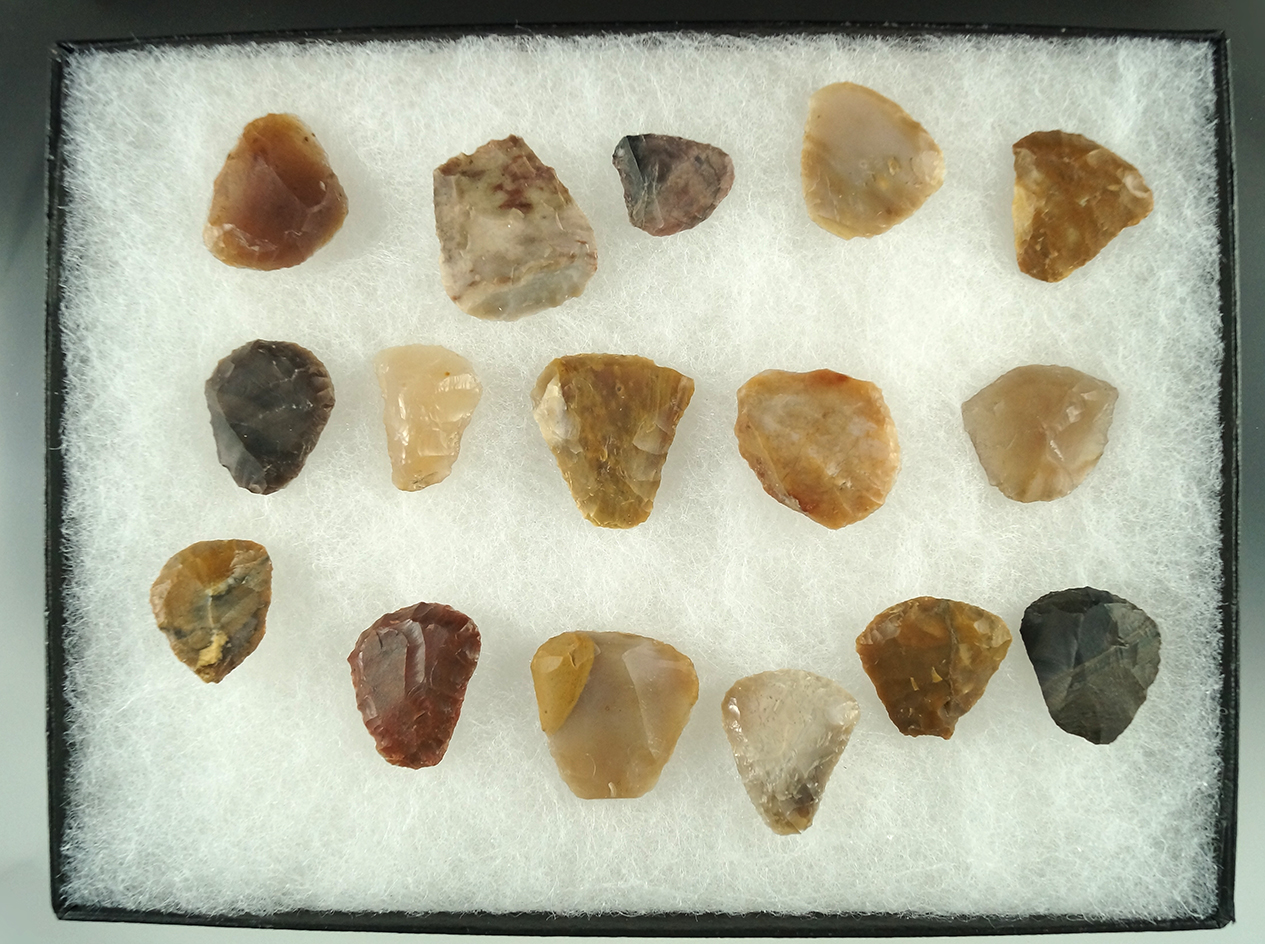 Nice set of 16 assorted scrapers found near the mouth of the Palouse River, Franklin County WA.