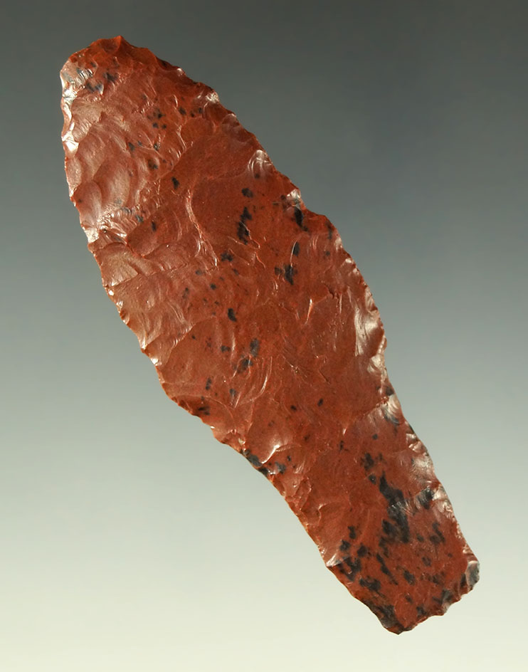 Exceptional! 3 3/16" chisel tip Parman that is incredibly well flaked from Mahogany Obsidian - NV.