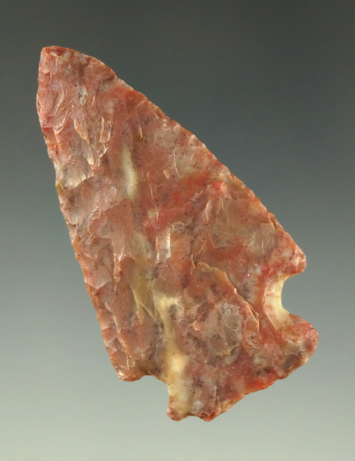 2 1/16" Alibates Flint Cornernotch found in Kansas.