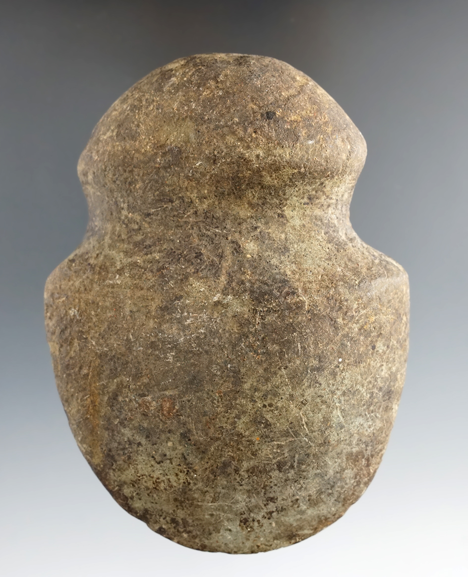 Excellent style on this 4 3/16" long full grooved slate Axe found in Indiana.