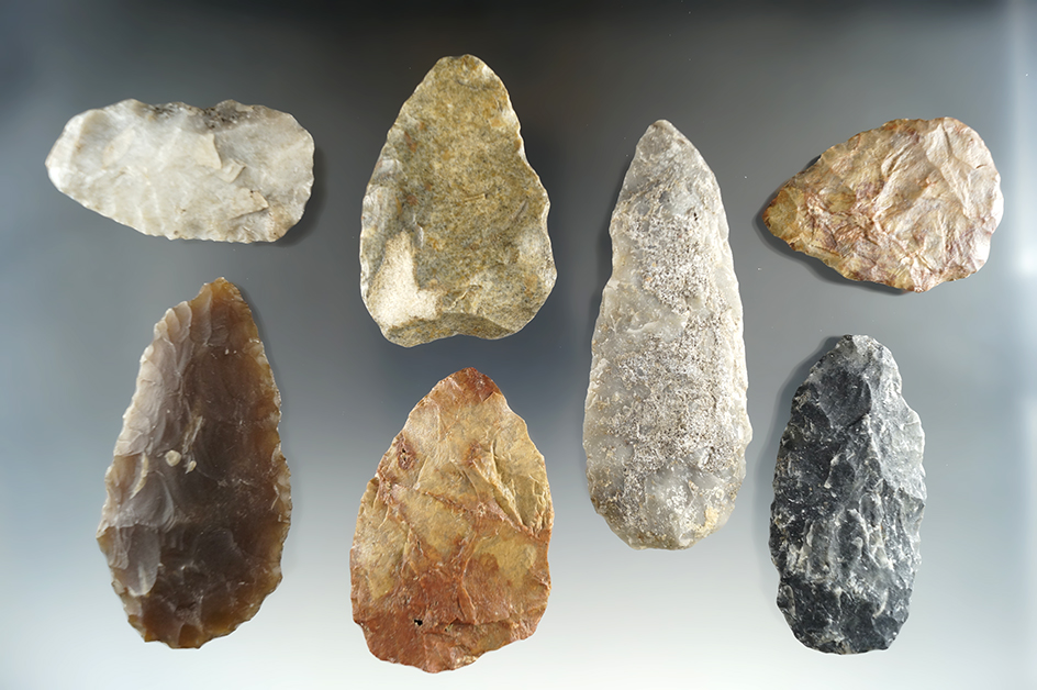 Set of seven Blades made from various materials found in Eastern South Dakota.