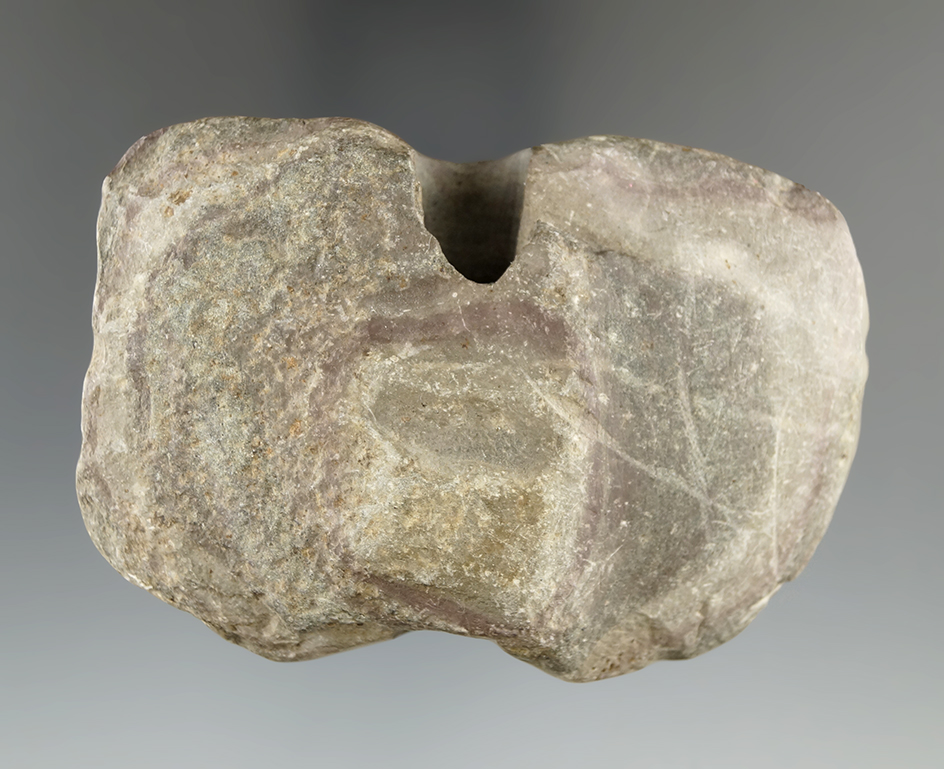 3 1/2" Bannerstone preform - Rush Co., Indiana.  Unique as it was Flint drilled from both sides.
