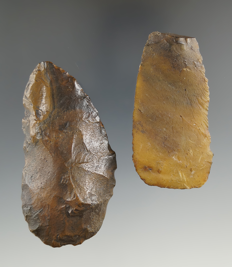 Pair of River found Florida Paleo Knives. Largest is 3".