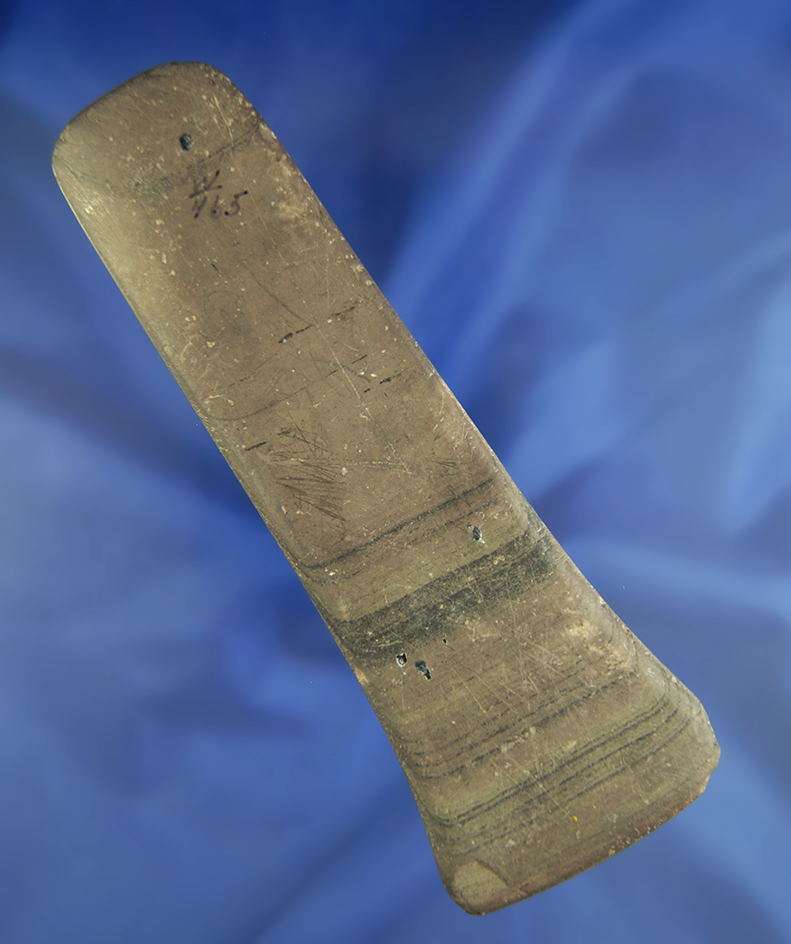 5 7/16" undrilled Shovel Pendant found in Kalamazoo Co.,  Michigan that is heavily patinated.