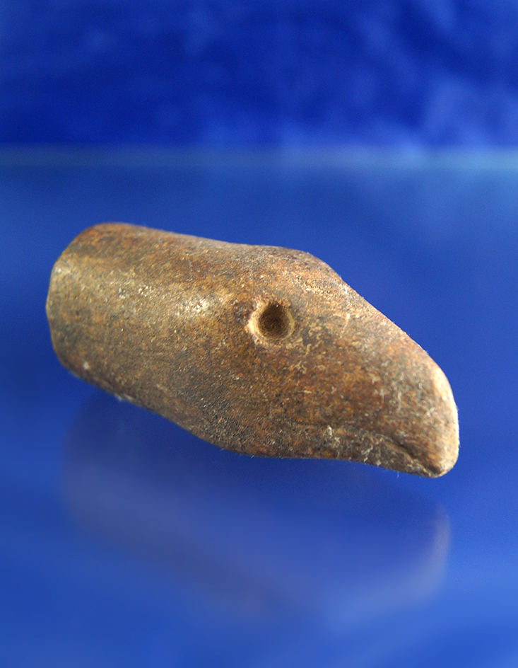 2 5/8" heavily patinated Hardstone Bird Effigy Pipe found in Ohio in excellent condition.