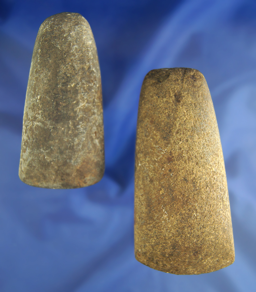 Pair of stone Adzes in excellent condition, both found in Ohio. Largest is 4 1/8.